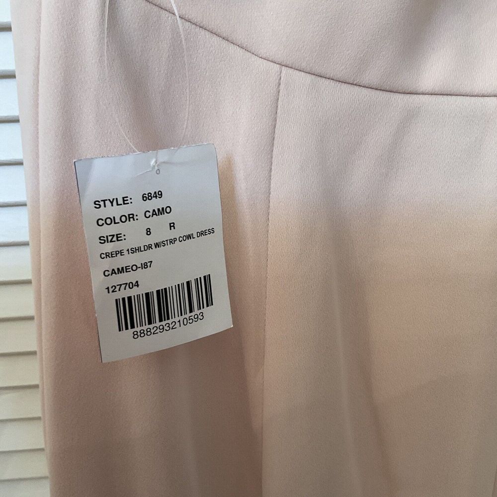 After Six Gown Maxi Dress Crepe One Shoulder Cameo Size 8 NWT - Picture 8 of 10